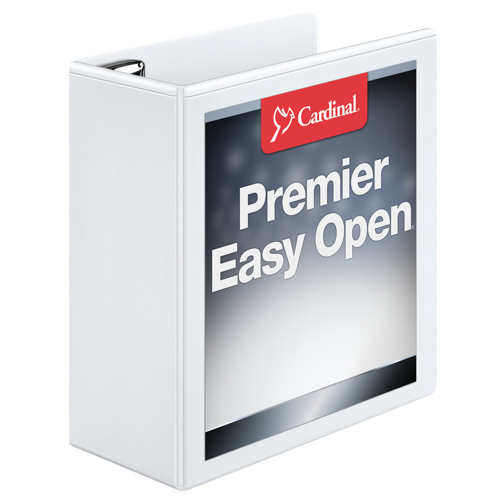 Cardinal EasyOpen ClearVue Locking View 3-Ring Binder, 4in D-Rings, 52% Recycled, White