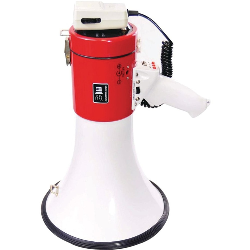 Pyle PMP58U Professional Piezo Dynamic 50W Megaphone With USB, 9-1/2inH x 9-1/4inW x 13-1/2inD, White