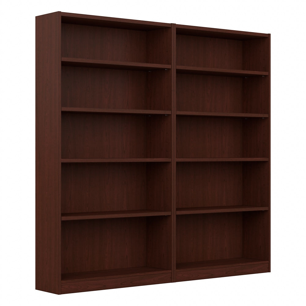 Bush Furniture Universal 72inH 5-Shelf Bookcases, Vogue Cherry, Set Of 2 Bookcases, Standard Delivery