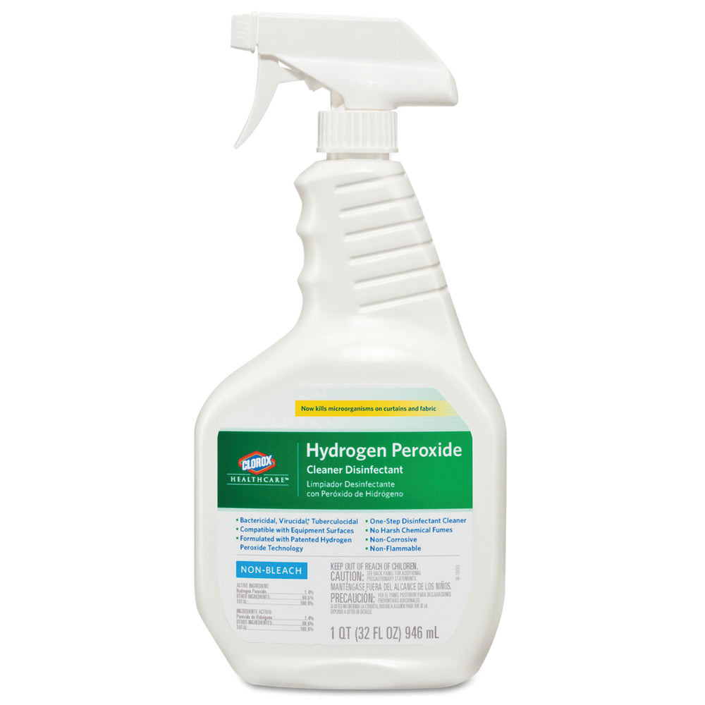 Clorox Healthcare Hydrogen-Peroxide Cleaner/Disinfectant, 32 Oz Bottle, Case Of 9