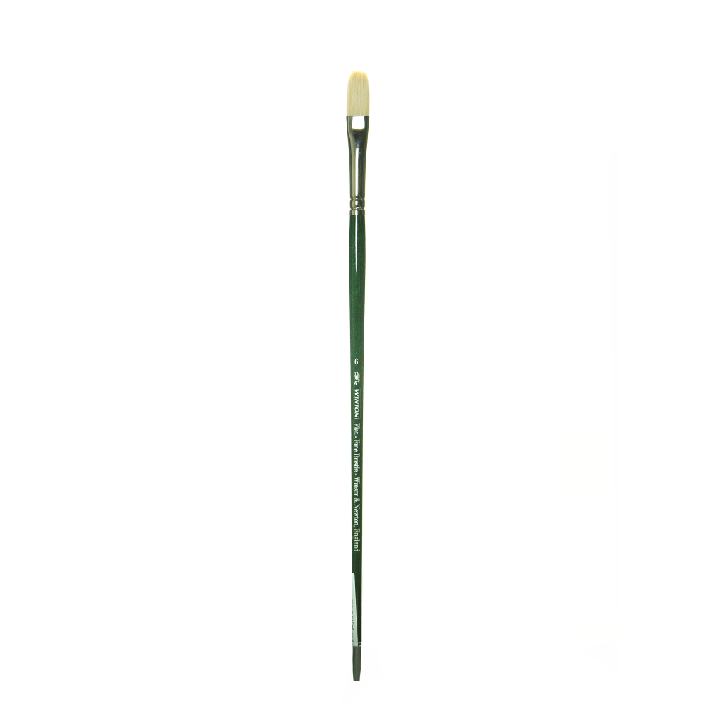 Winsor & Newton Winton Hog Paint Brush, Size 6, Flat Bristle, Hog Hair, Green