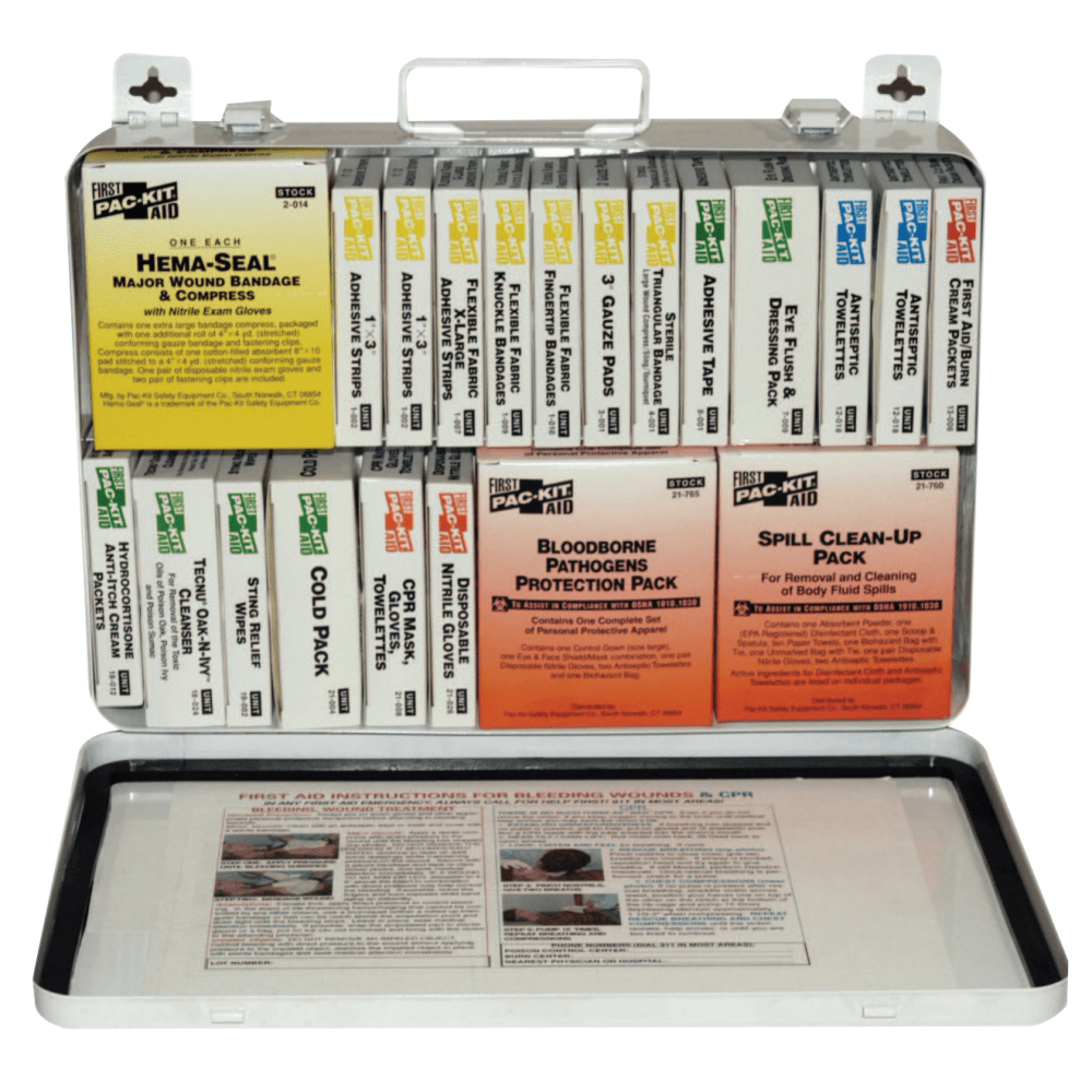 36 Unit Steel First Aid Kits, Weatherproof Steel, Wall Mount