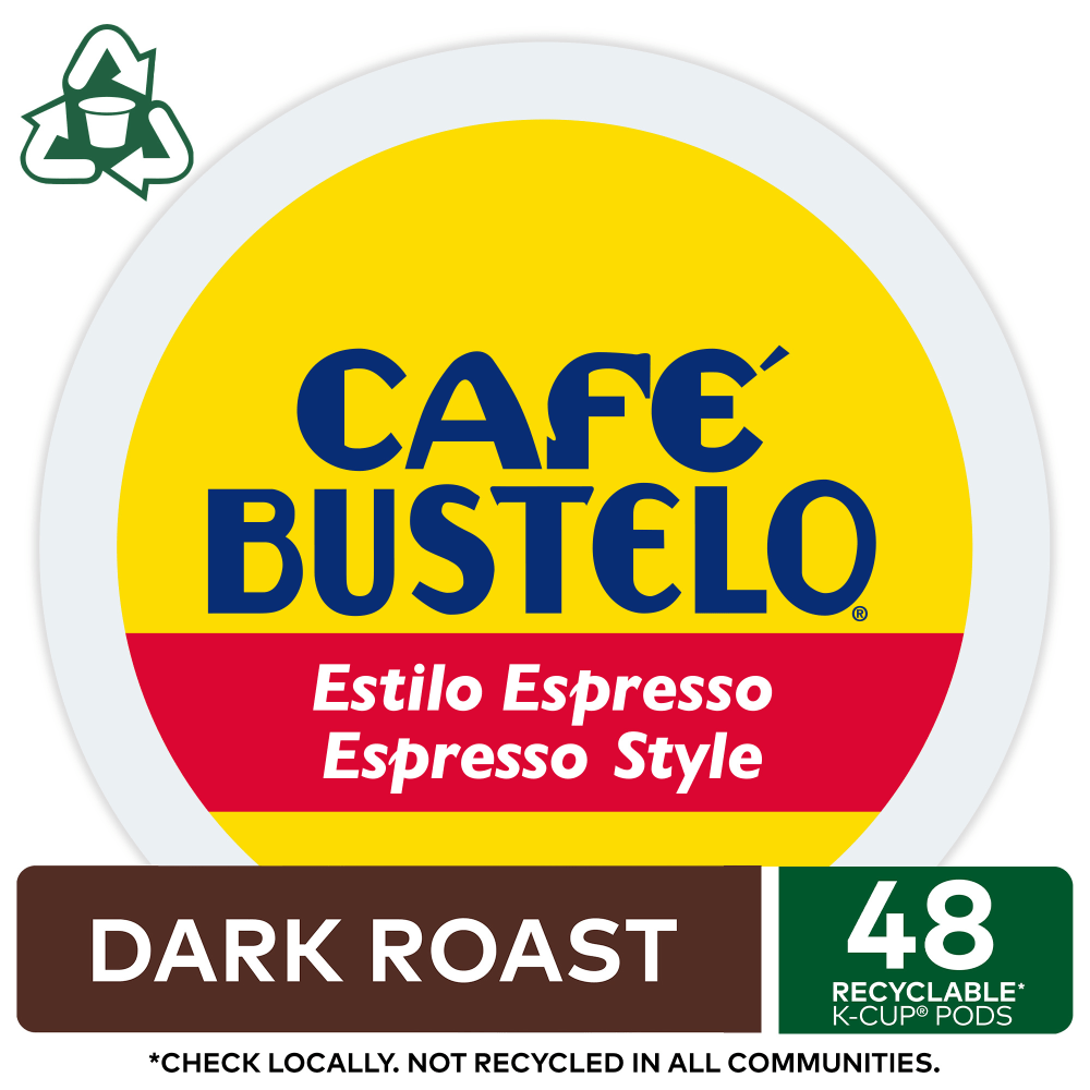 Cafe Bustelo Espresso Roast Coffee K-Cup Pods, Box Of 48