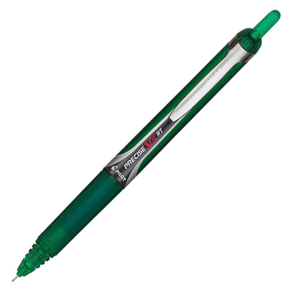 Pilot Precise V5 RT Premium Retractable Rolling Ball Pen, Fine Point, 0.5 mm, Green Barrel, Green Ink