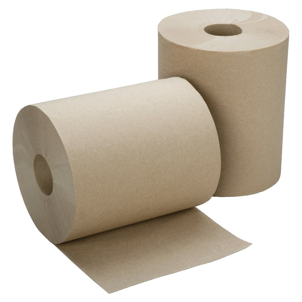 SKILCRAFT 1-Ply Hardwound Paper Towels, 100% Recycled, Kraft, 600ft Per Roll, Pack Of 12 Rolls (AbilityOne 8540-01-591-5146)