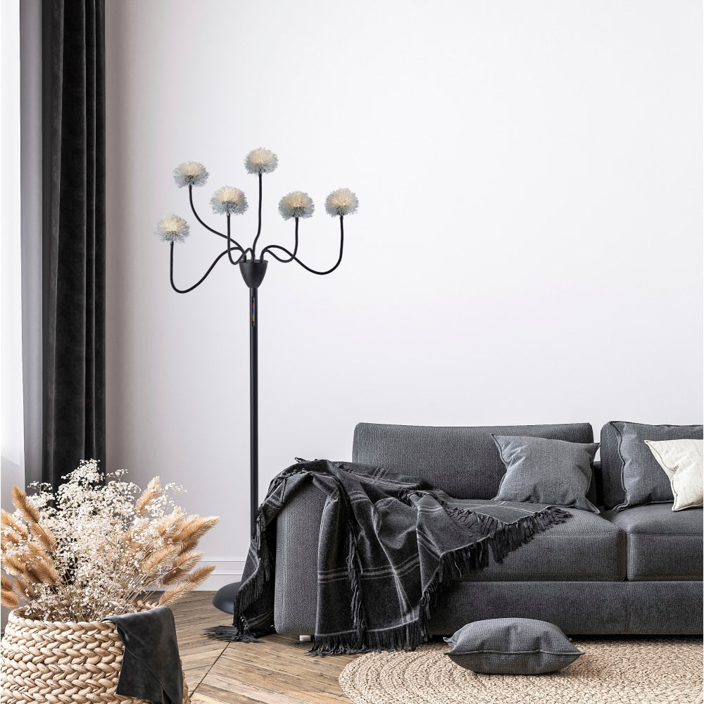 Adesso Pom Pom RGB LED Floor Lamp, 67-1/2inH, Silver/Black