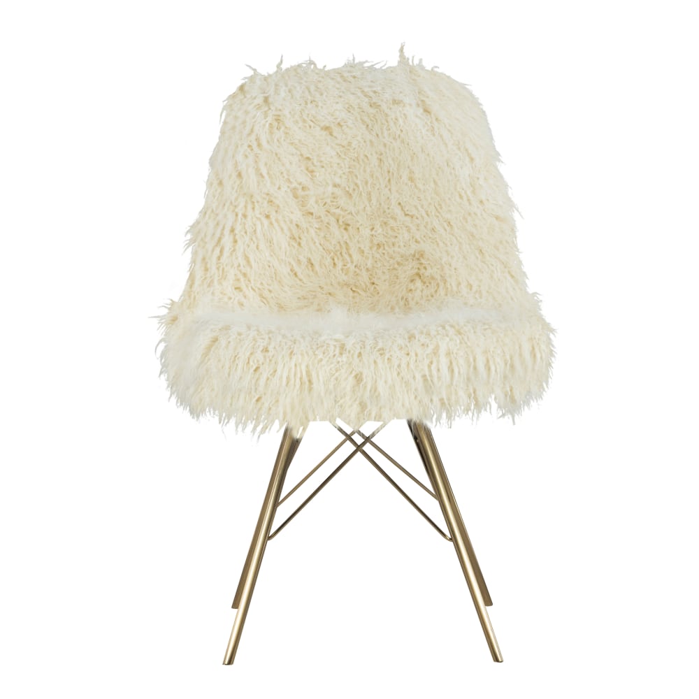 Linon Jen Faux Fur Home Office Chair, White/Gold