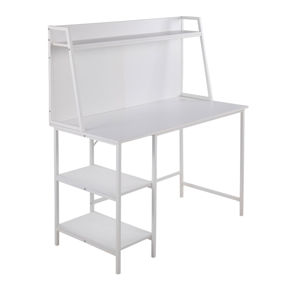 LumiSource Geo Shelf 48inW Writing Desk, White