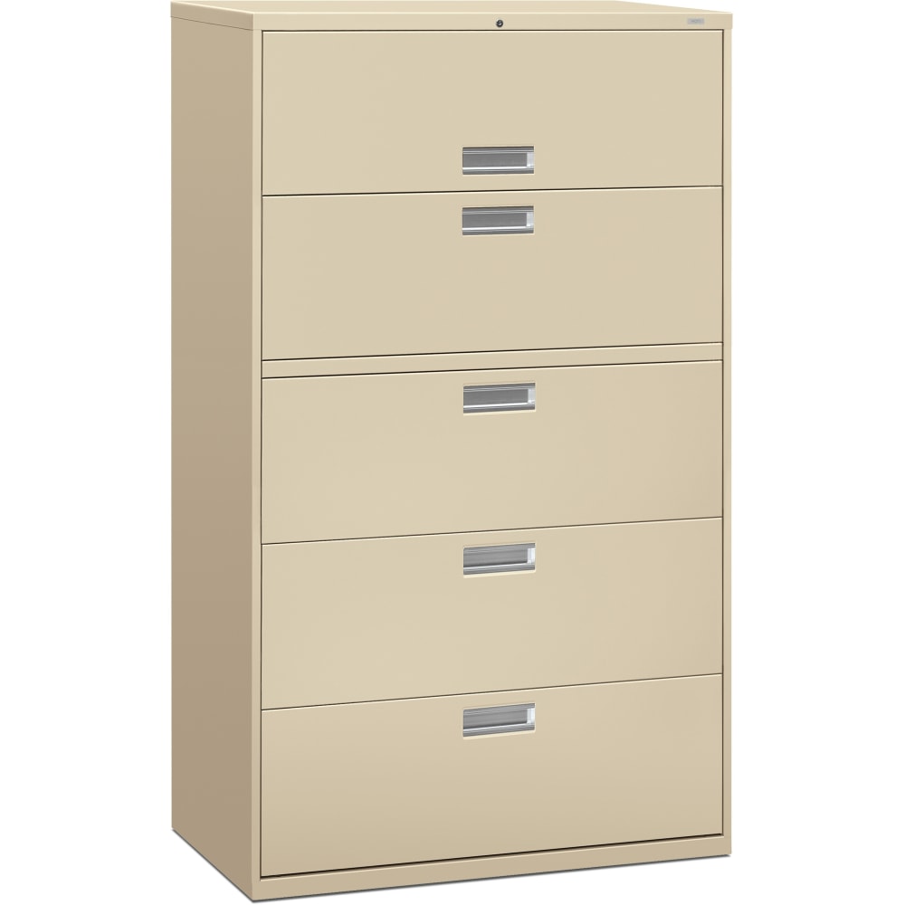 HON Brigade 600 42inW x 18inD Lateral 5-Drawer File Cabinet, Putty