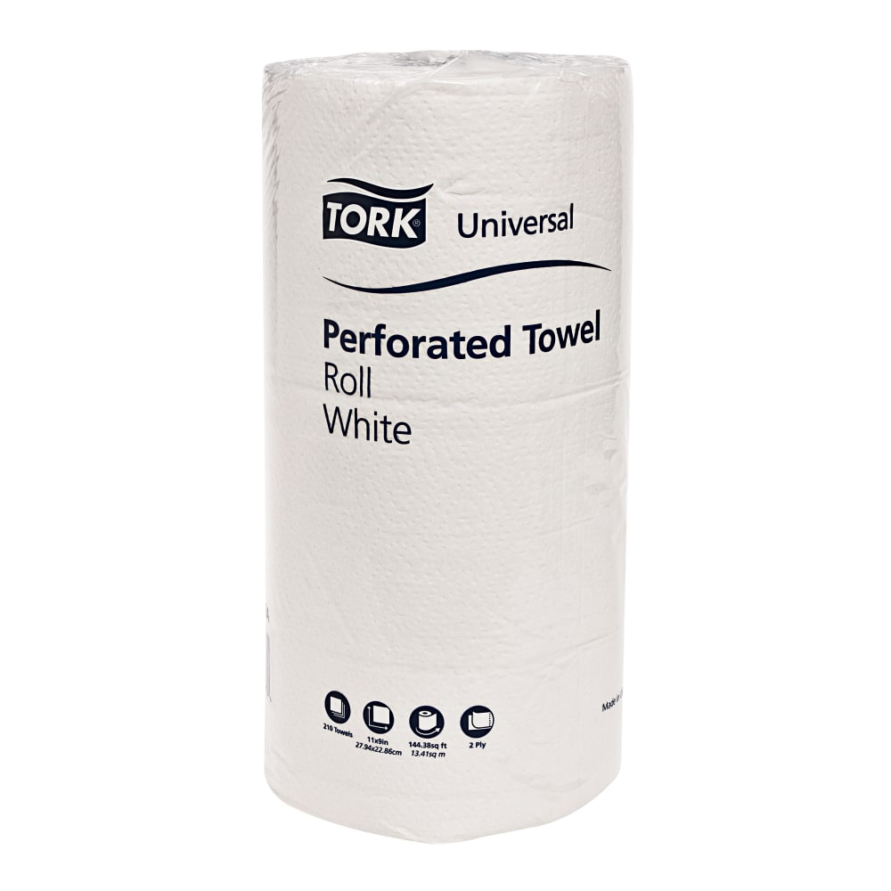 SCA Tissue Tork Universal 2-Ply Paper Towels, 100% Recycled, 210 Sheets Per Roll, Pack Of 12 Rolls