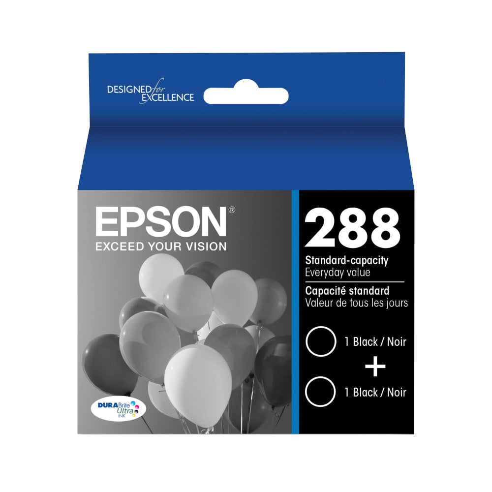 Epson 288 DuraBrite Black Ink Cartridges, Pack Of 2, T288120