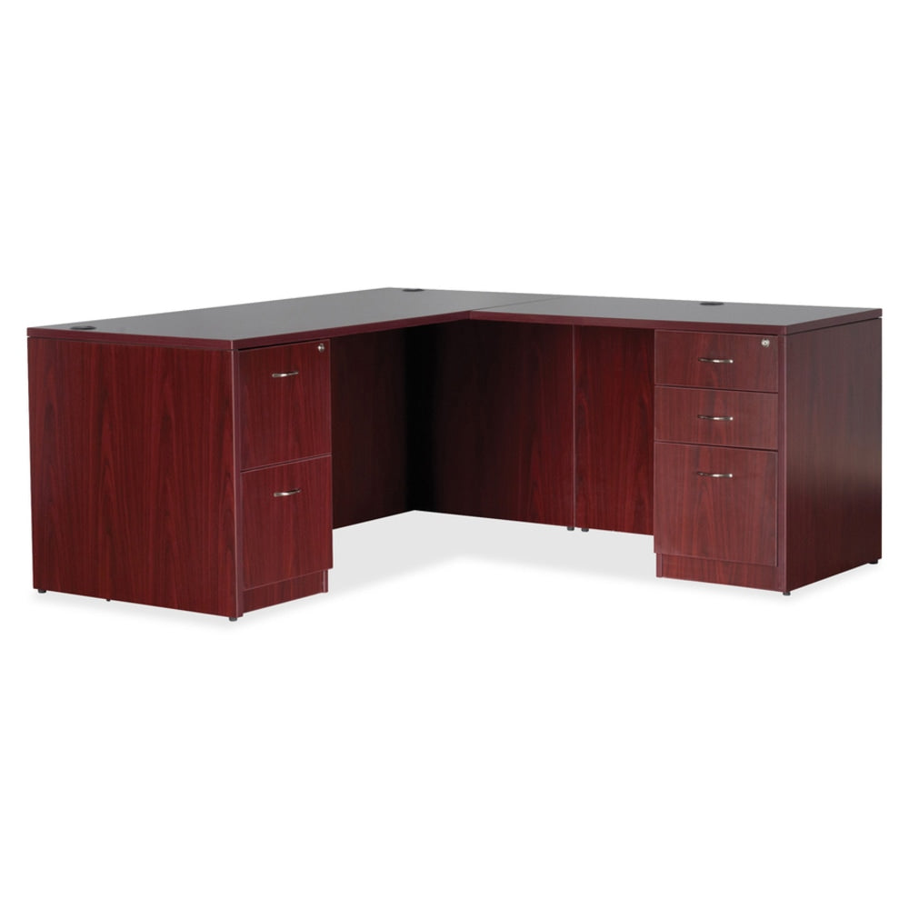 Lorell Essentials 72inW Rectangular Shell Computer Desk, Mahogany