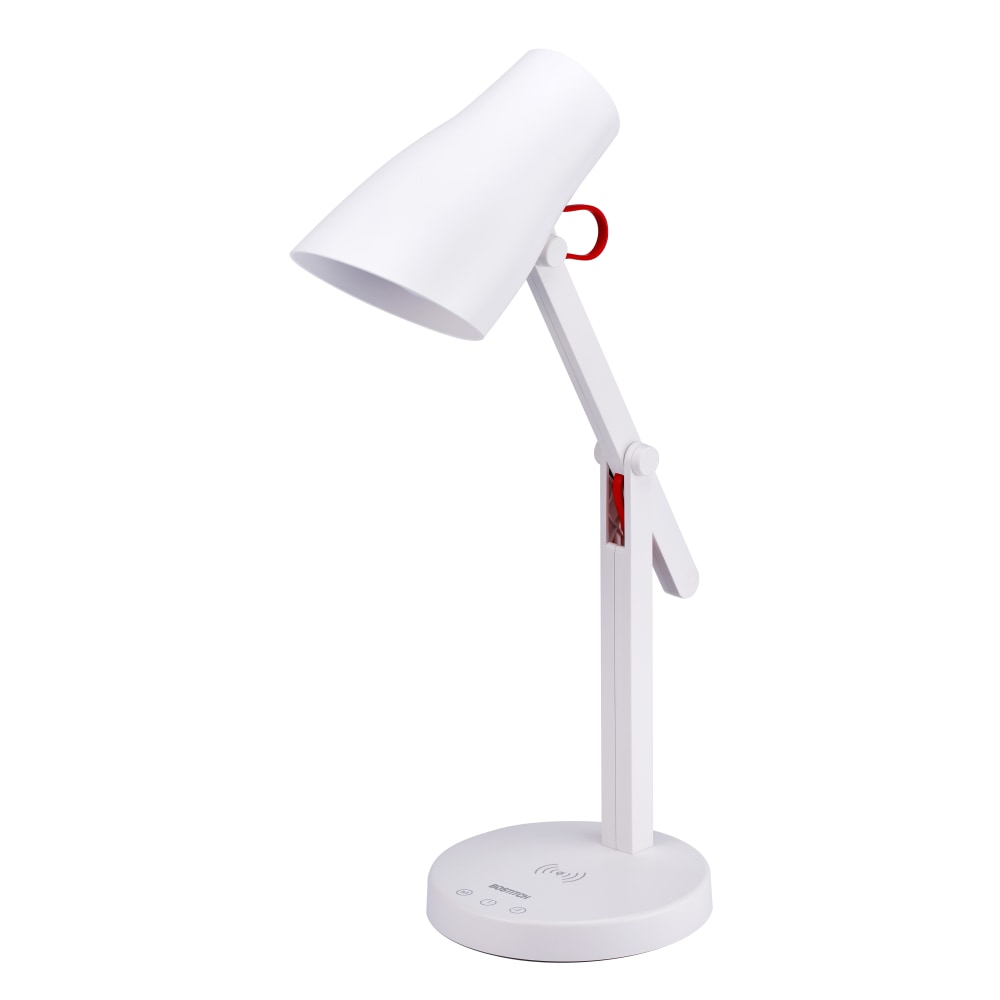 Bostitch Office Qi Wireless Charging LED Desk Lamp, 17-1/2inH, White