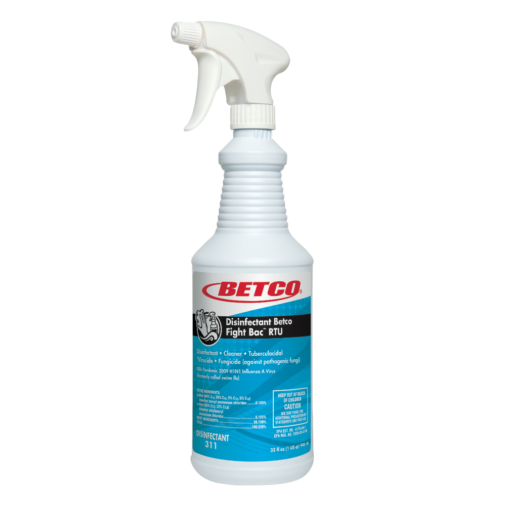 Betco Fight-Bac RTU Disinfectant Spray, Pleasant Scent, 32 Oz Bottle, Case Of 12