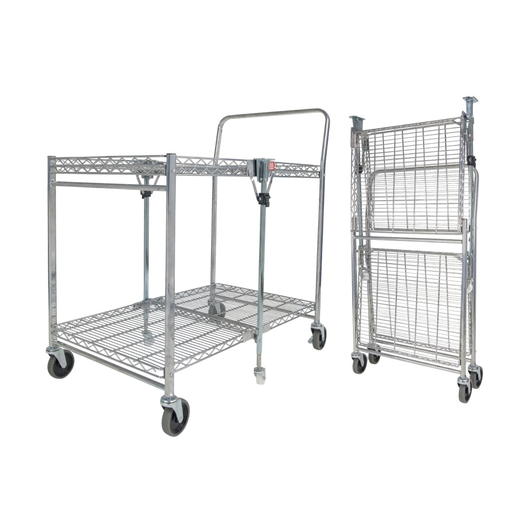 Bostitch Large Stow-Away Folding Cart, 39in x 23-1/2in x 37-1/2in, Chrome