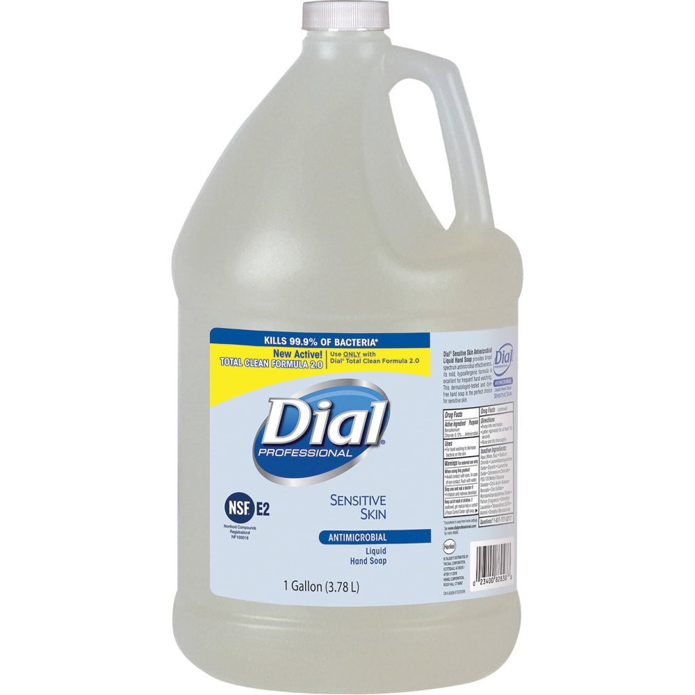 Dial Antimicrobial Soap For Sensitive Skin, Unscented, 128 Oz, Case Of 4 Bottles