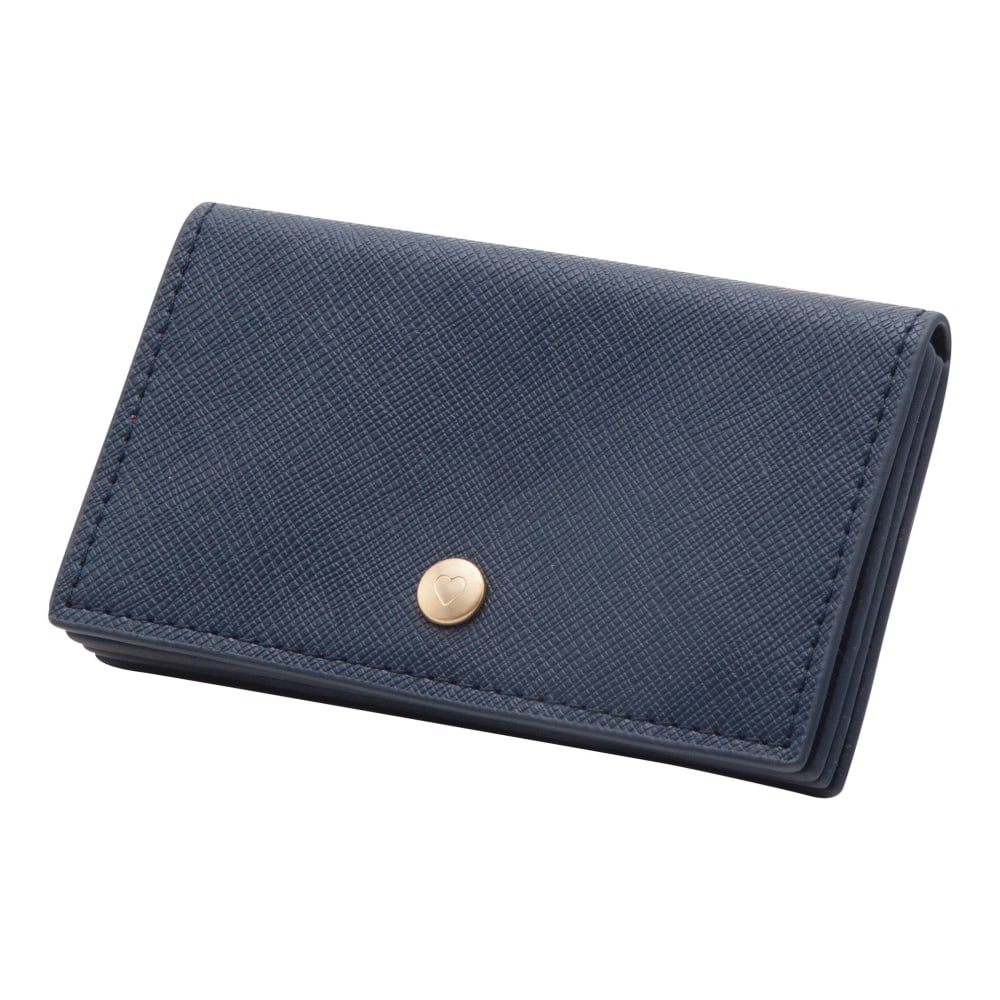 Realspace Faux Leather Business Card Holder, Navy