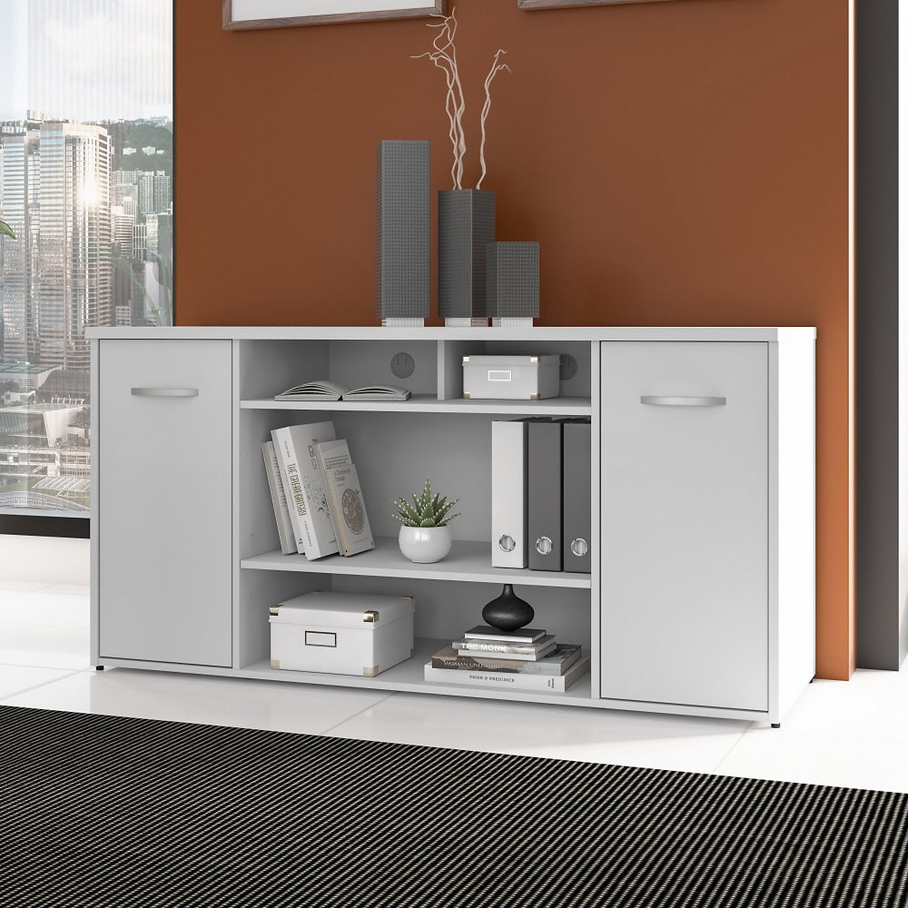 Bush Business Furniture Studio C 60inW Office Storage Cabinet With Doors And Shelves, White, Standard Delivery