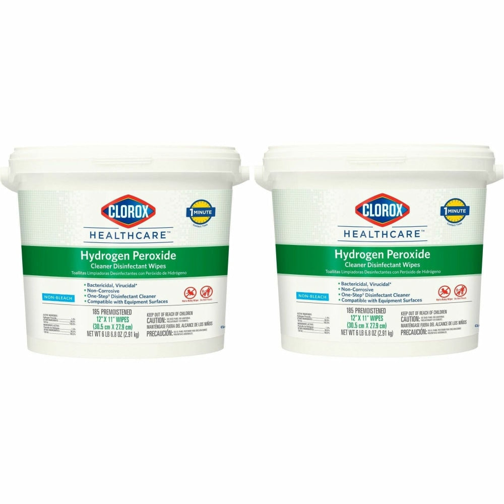 Clorox Healthcare Hydrogen Peroxide Cleaner Disinfectant Wipes - Wipe - 185 / Bucket - 2 / Carton - White