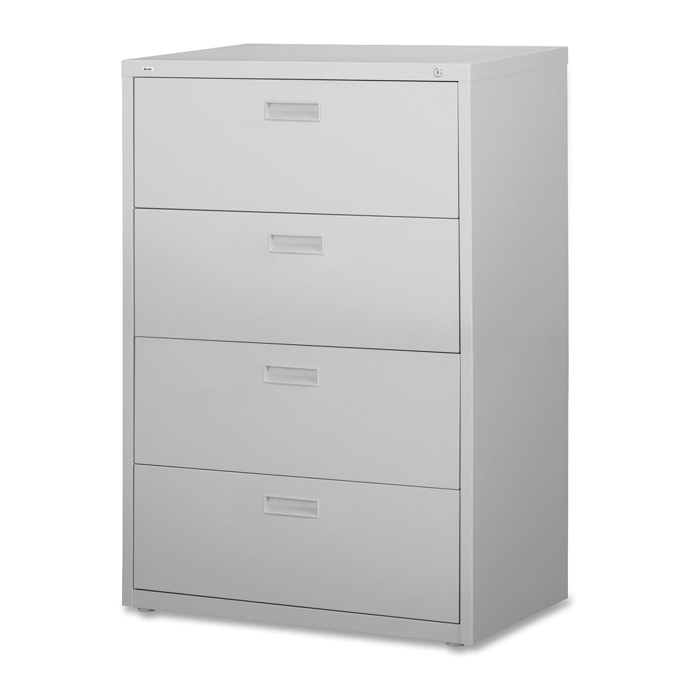 Lorell 30inW x 18-5/8inD Lateral 4-Drawer File Cabinet, Light Gray