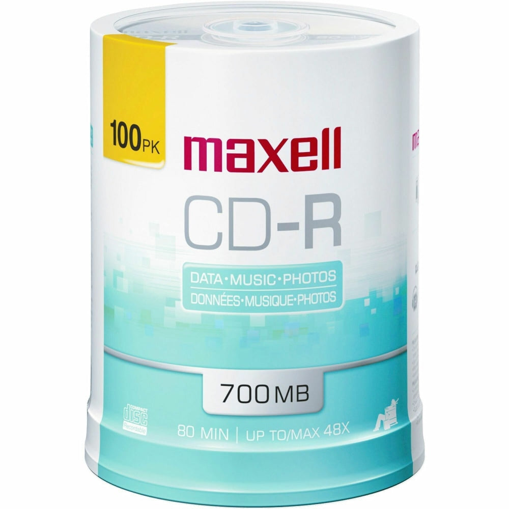 Maxell CD-R Media Spindle, 700MB, Pack Of 100