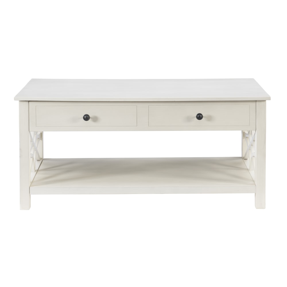 Linon Camille Wood Lift-Top Coffee Table, 20inH x 44-2/5inW x 32-1/4inD, Antique White