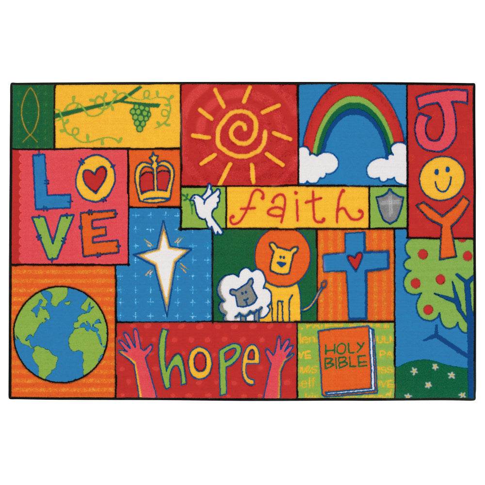 Carpets for Kids KID$Value Rugs Inspirational Patchwork Activity Rug, 4ft x 6ft , Multicolor