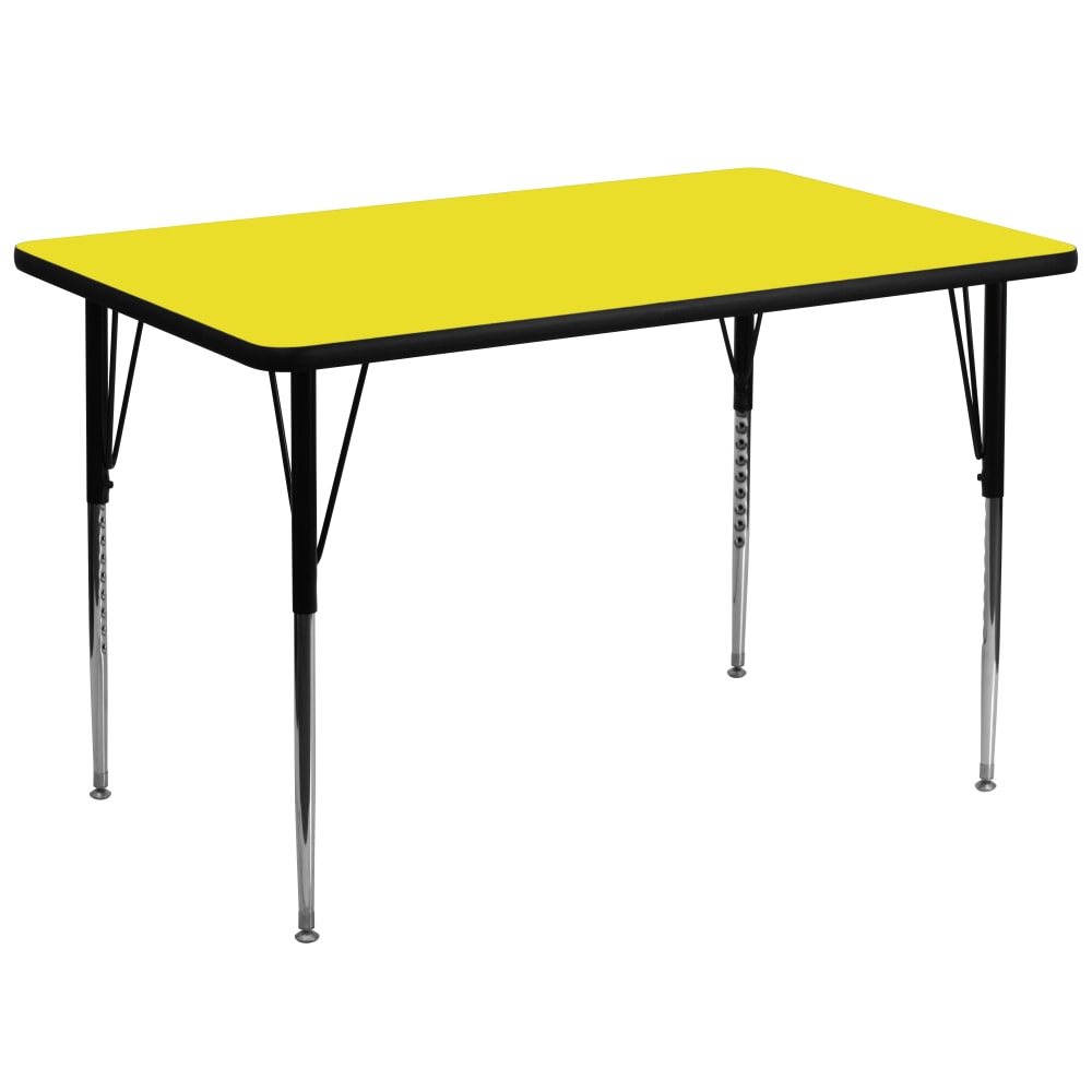 Flash Furniture Rectangular HP Laminate Activity Table With Standard Height-Adjustable Legs, 30-1/4inH x 36inW x 72inD, Yellow