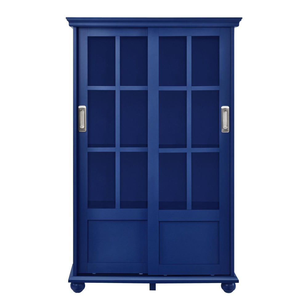 Ameriwood Home Aaron Lane 51inH 4-Shelf Bookcase With Sliding Glass Doors, Blue