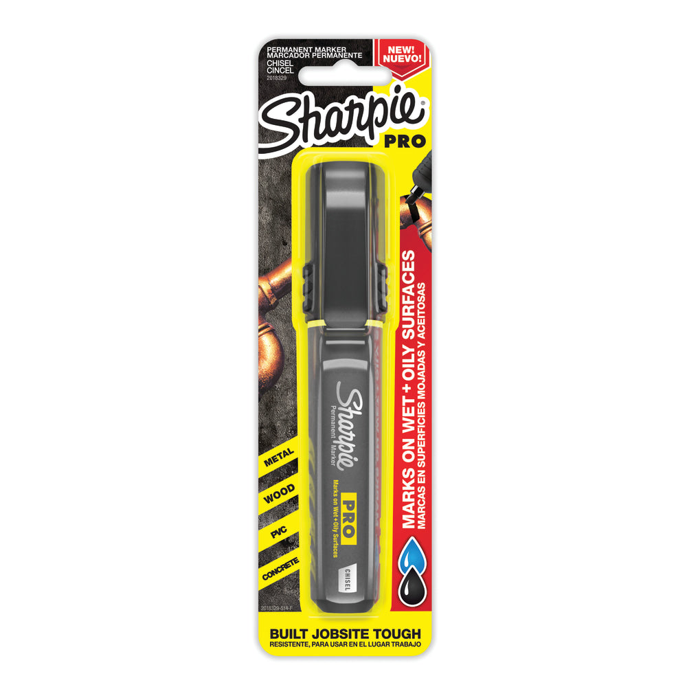 Sharpie Pro Permanent Marker, Chisel Tip, Black Ink, Gray Barrel