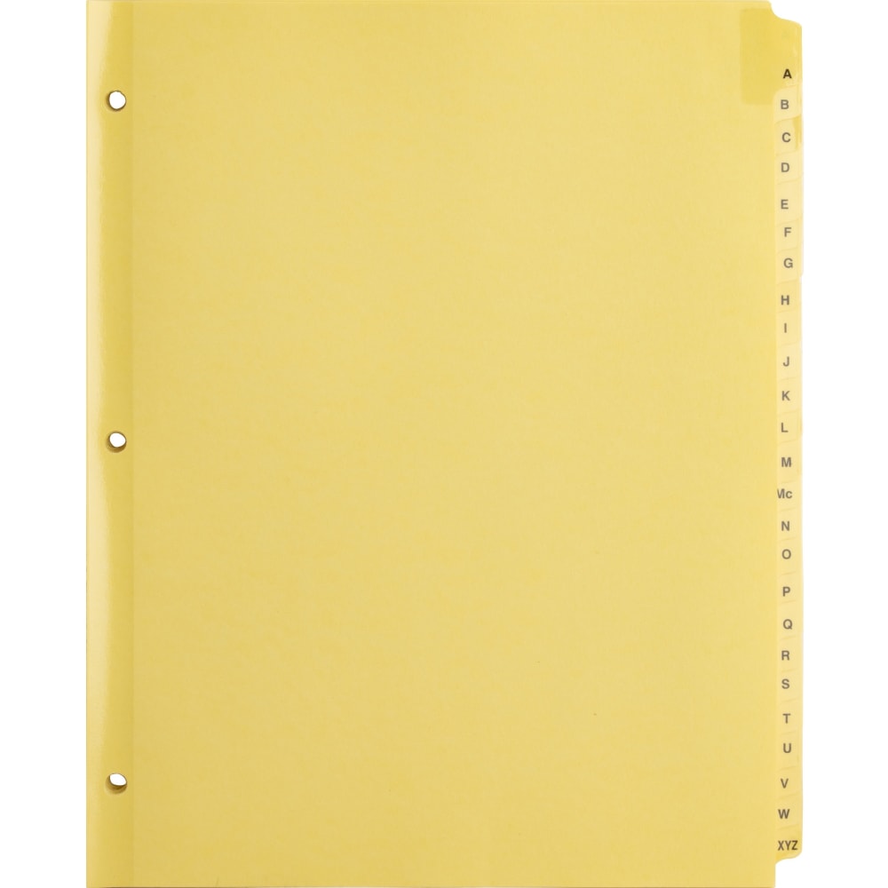 Sparco A-Z Clear Plastic Index Dividers, 8 1/2in x 11in, A-Z, Buff