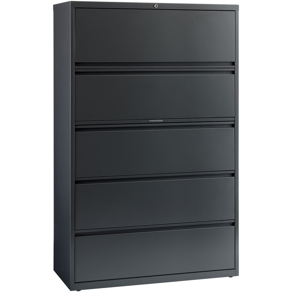 Lorell 42inW x 18-5/8inD Lateral 5-Drawer File Cabinet, Charcoal