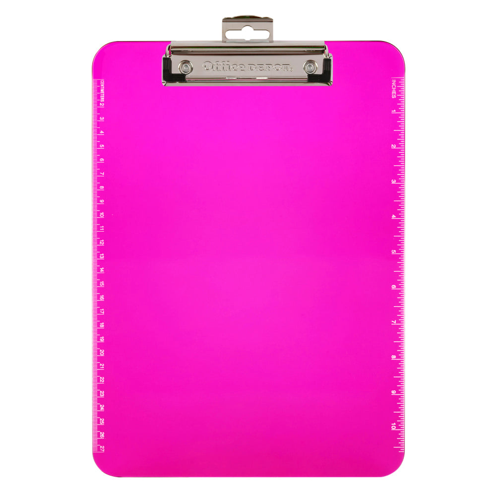 Office Depot Brand Plastic Clipboard, 8 1/2in x 11in, Neon Pink