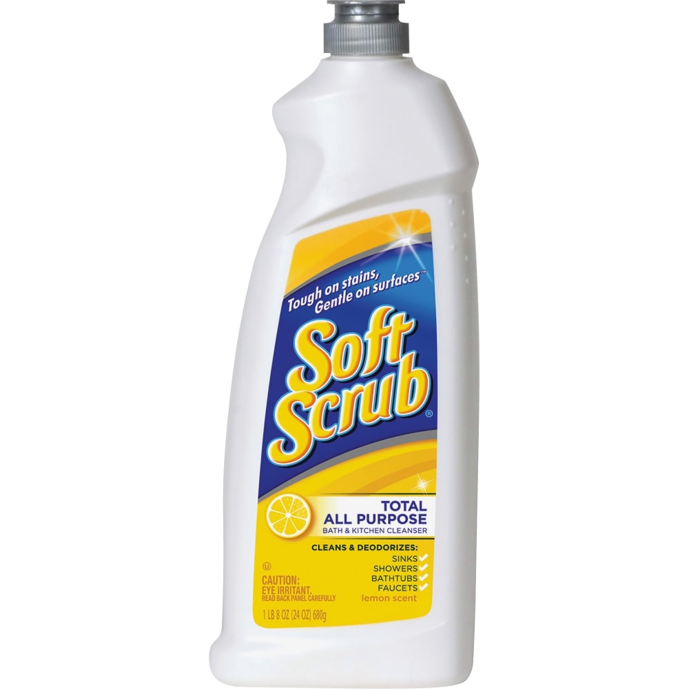 Soft Scrub Total All-Purpose Bath And Kitchen Cleaner, Lemon Scent, 24 Oz Bottle