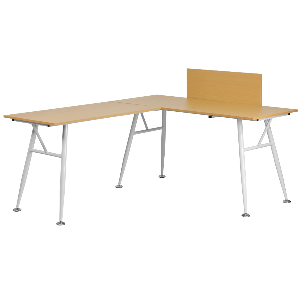 Flash Furniture 90inW Contemporary L-Shaped Computer Desk, Beechwood/White