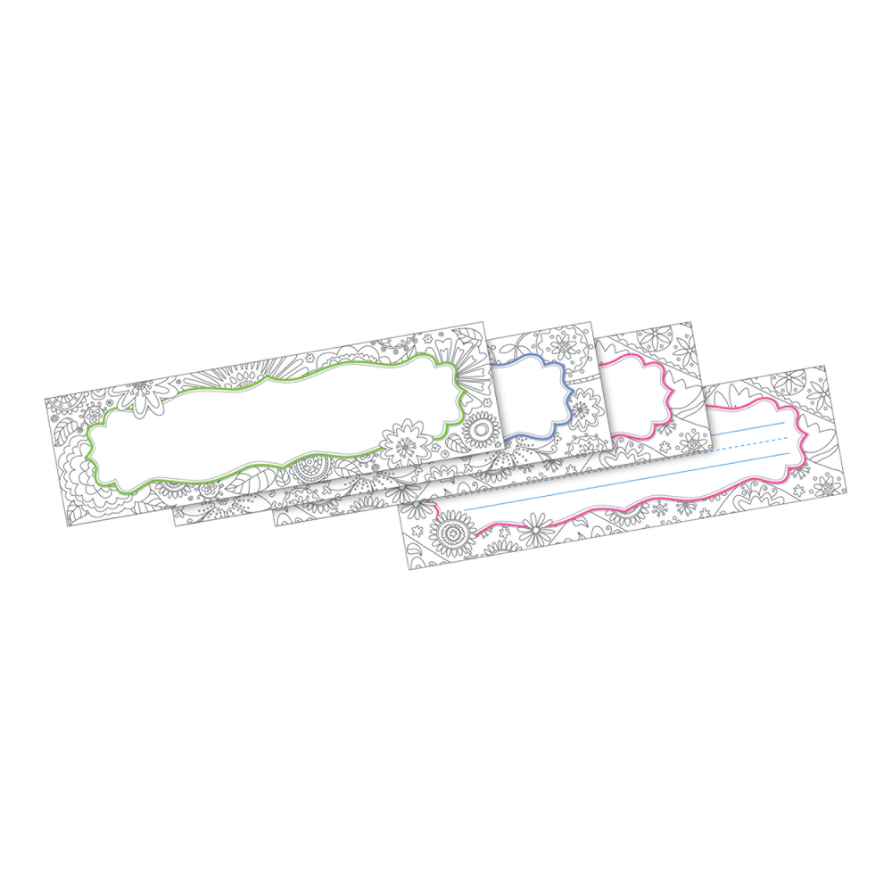 Barker Creek Double-Sided Desk Tags/Bulletin Board Signs, 3 1/2in x 12in, Color Me! In My Garden, Pack Of 36