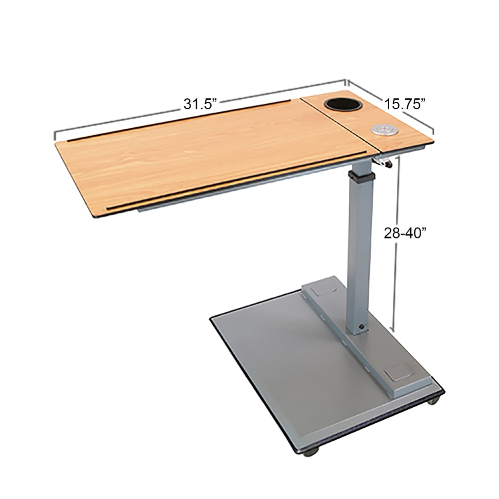 WiseLift Height-Adjustable Mobile Table Workstation, 28inH x 31-1/2inW x 15-3/4inD, Wood