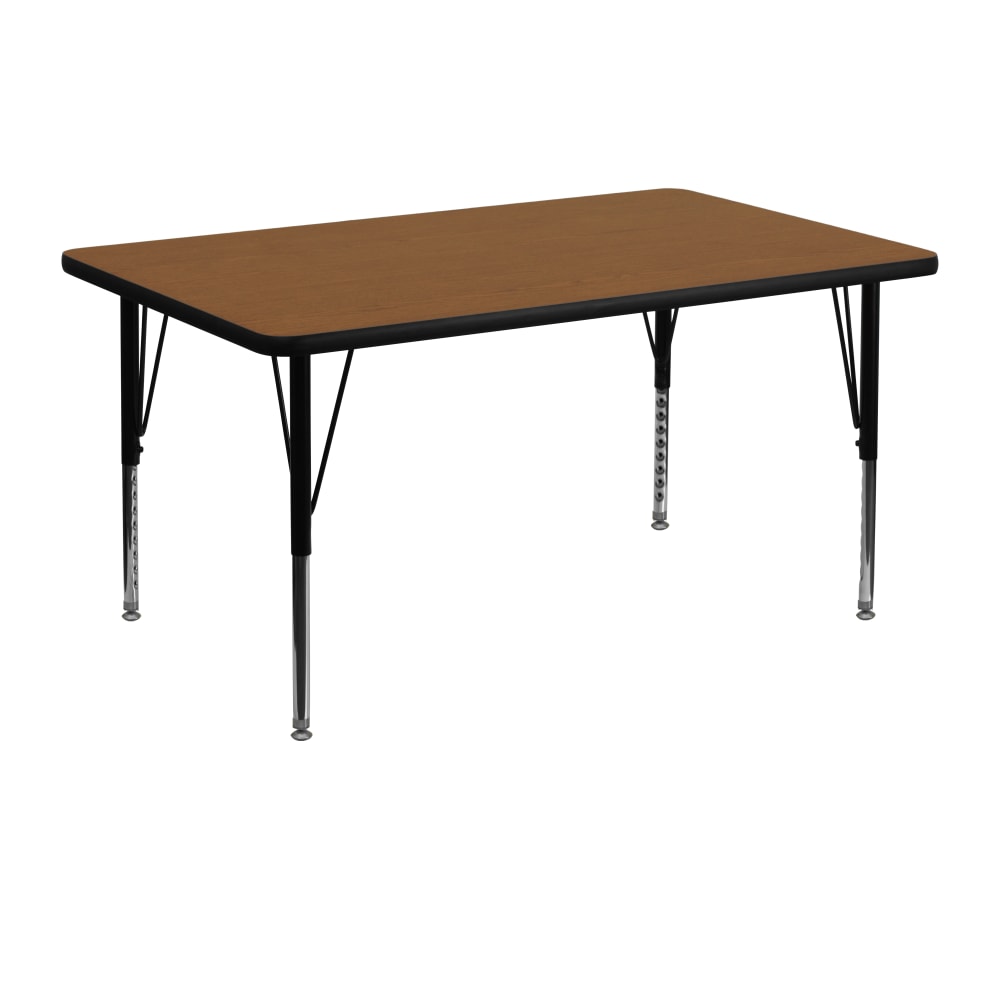 Flash Furniture Rectangular HP Laminate Activity Table With Height-Adjustable Short Legs, 25-1/4inH x 30inW x 48inD, Oak