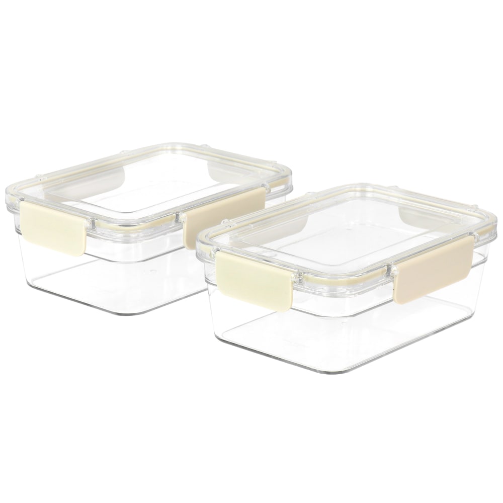 Martha Stewart 6-Piece Plastic Container Set, 3-1/2inH x 5inW x 8-3/4inD, Clear/Taupe