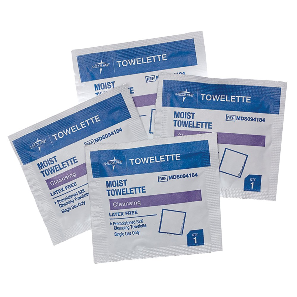 Medline Antiseptic Towelettes, White, 100 Towelettes Per Box, Case Of 10 Boxes