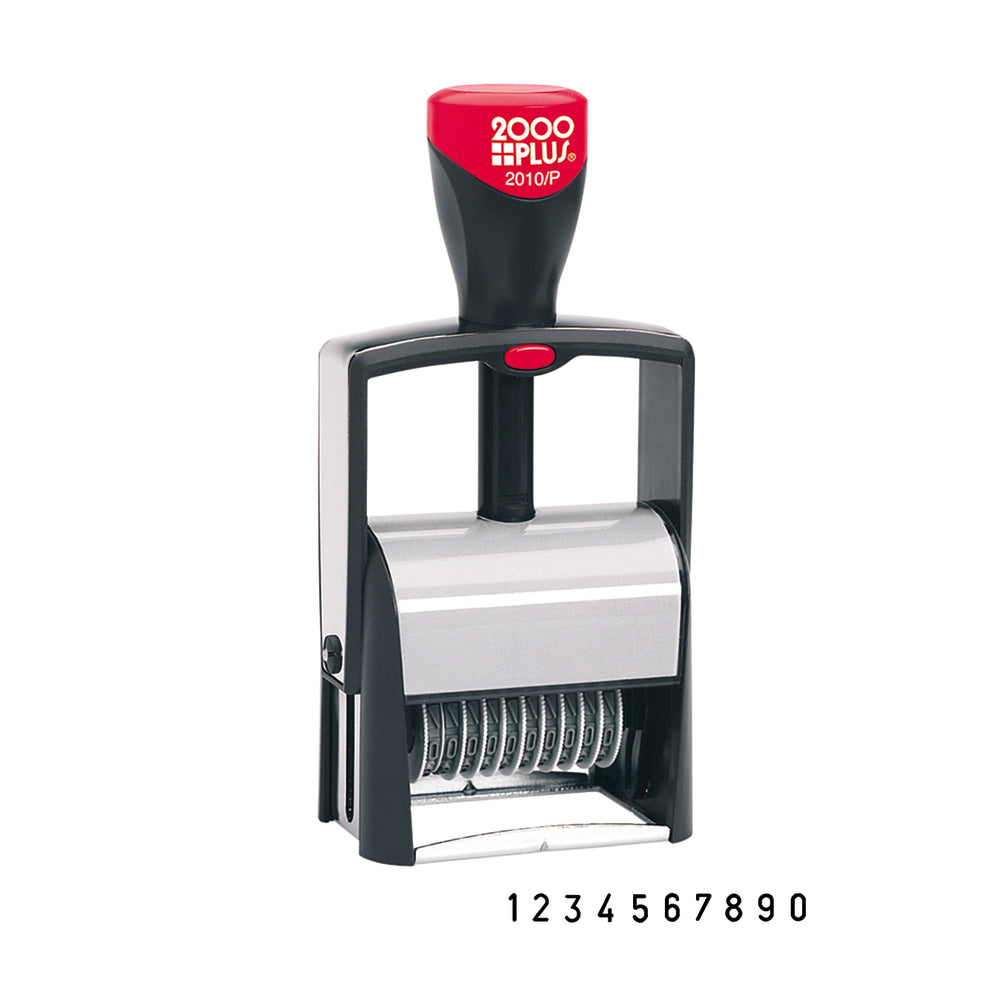 2000Plus Self-Inking Numbering Stamp, 10-Number Bands, 3/16in x 1 5/8in, Black Ink