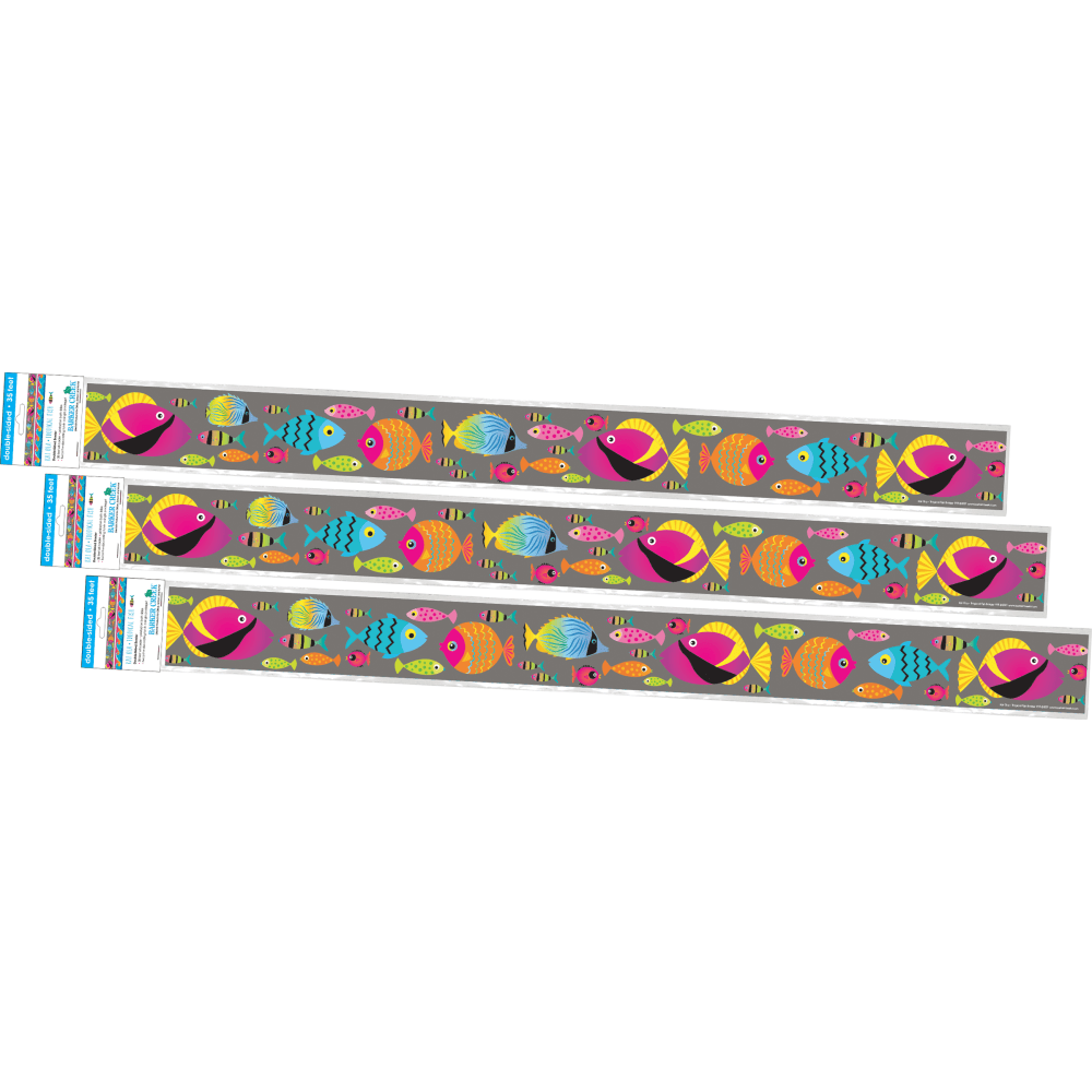 Barker Creek Double-Sided Straight-Edge Border Strips, Kai Ola Tropical Fish, 3in x 35in, Set Of 36 Strips