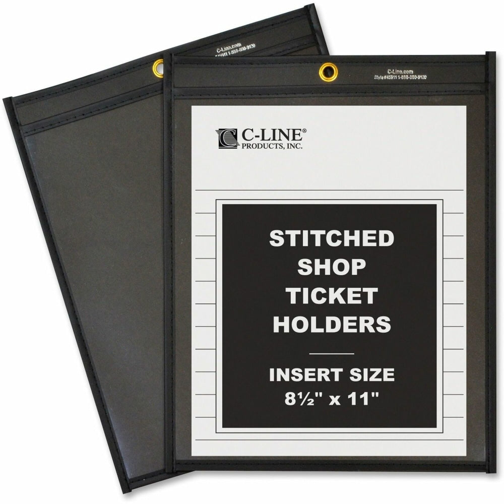 C-Line Stitched Shop Ticket Holders With Black Backing, 8 1/2in x 11in, Box Of 25