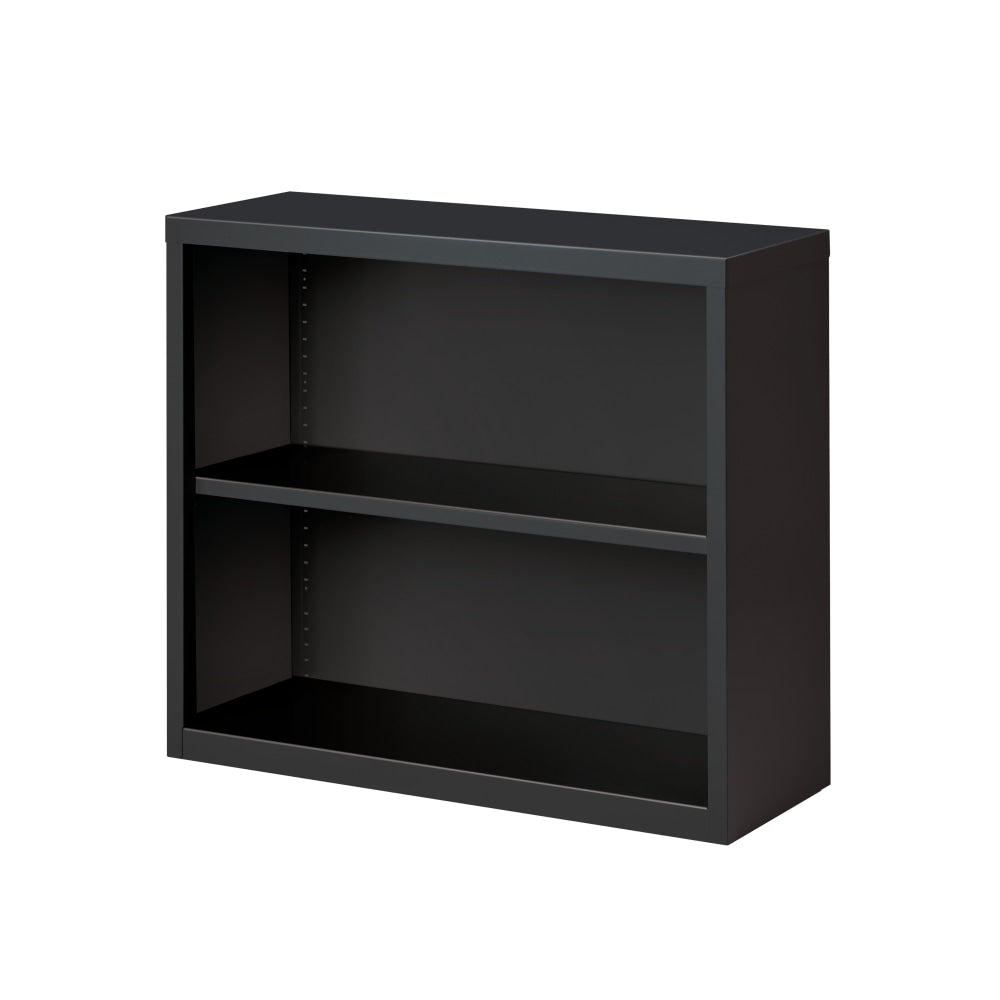 Hirsh 30inH 2-Shelf Metal Bookcase, Charcoal