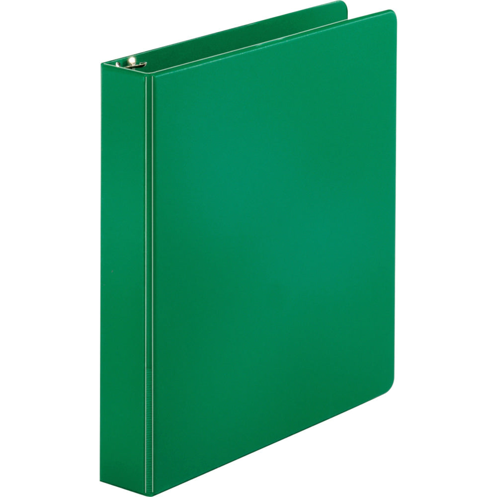 Business Source Basic Round-ring Binder - 1 1/2in Binder Capacity - Letter - 8 1/2in x 11in Sheet Size - 3 x Round Ring Fastener(s) - Vinyl - Green - Recycled - 1 / Each