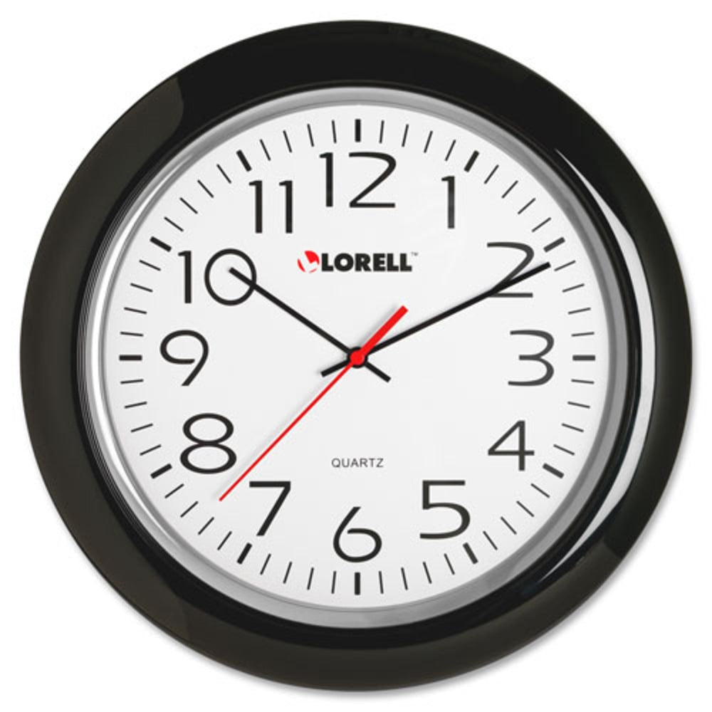 Lorell 13-1/4in Round Quartz Wall Clock, Black