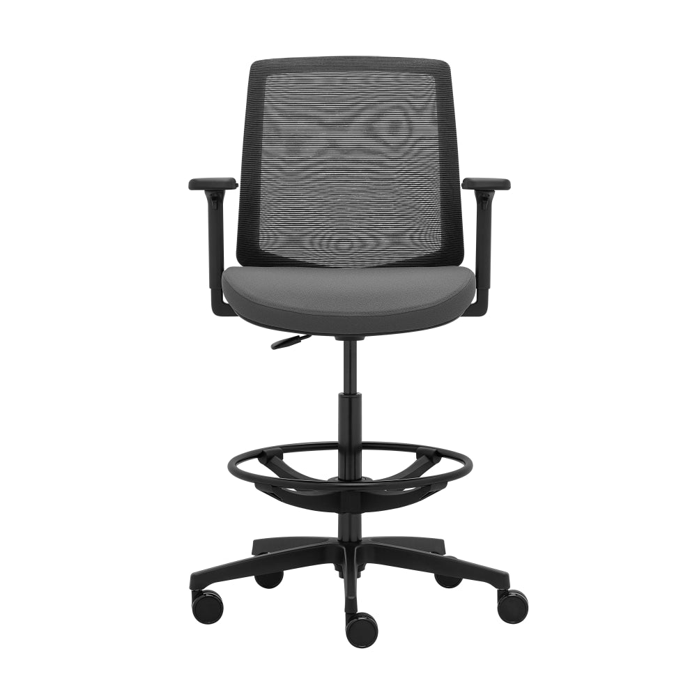 WorkPro Expanse Series Mesh/Fabric Mid-Back Height Adjustable Task Stool, Black/Gray