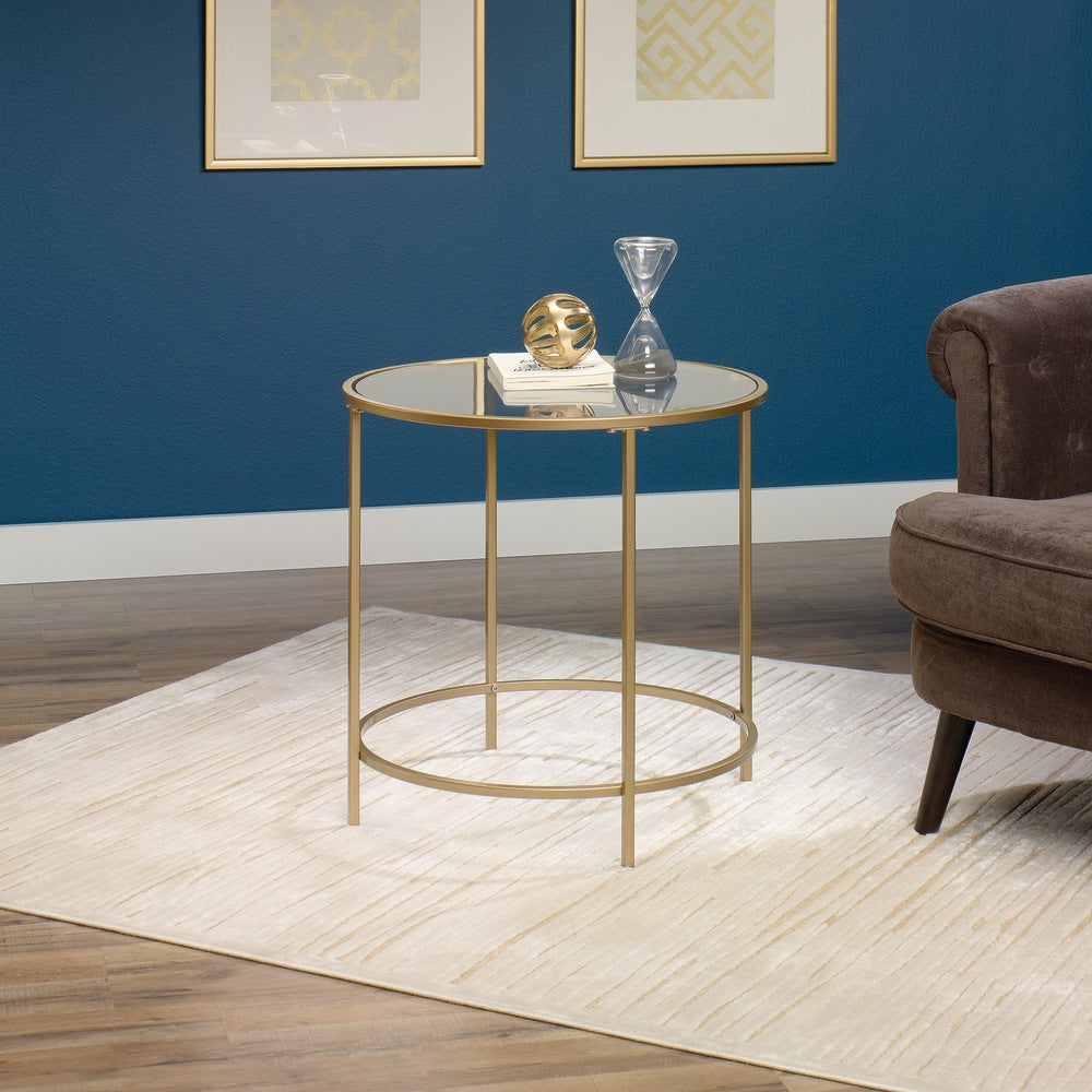 Sauder International Lux Round Side Table, Satin Gold