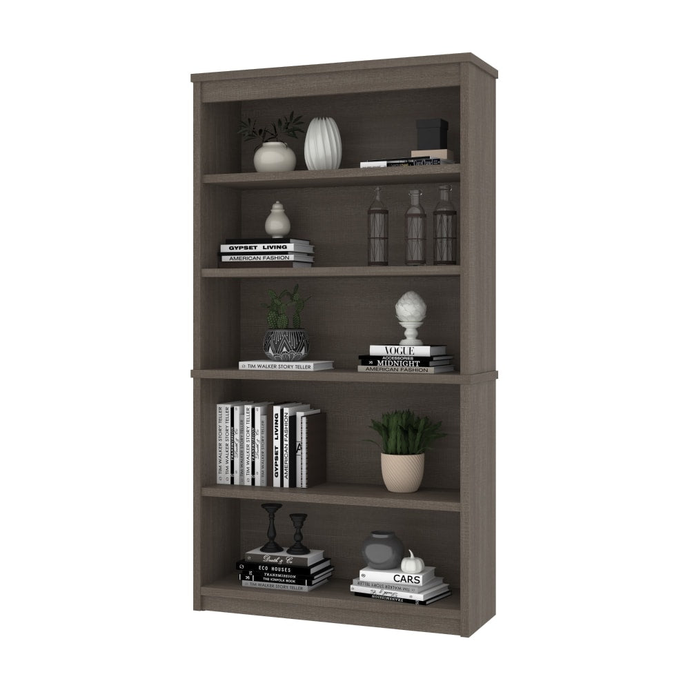 Bestar Universel 66inH 5-Shelf Bookcase, Bark Gray