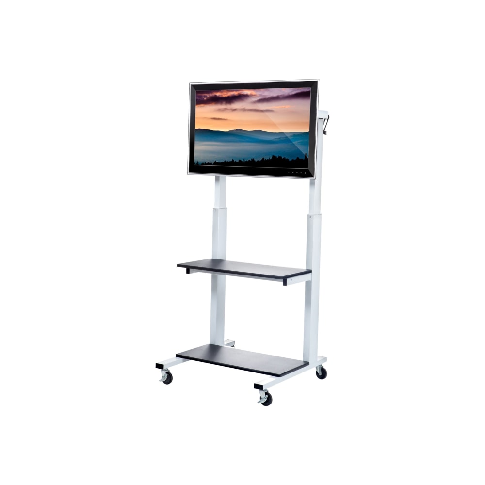 Luxor CLCD Crank Adjustable Flat-Panel TV Cart, 66inH x 30?W x 29 1/2?D, Light Gray/Black